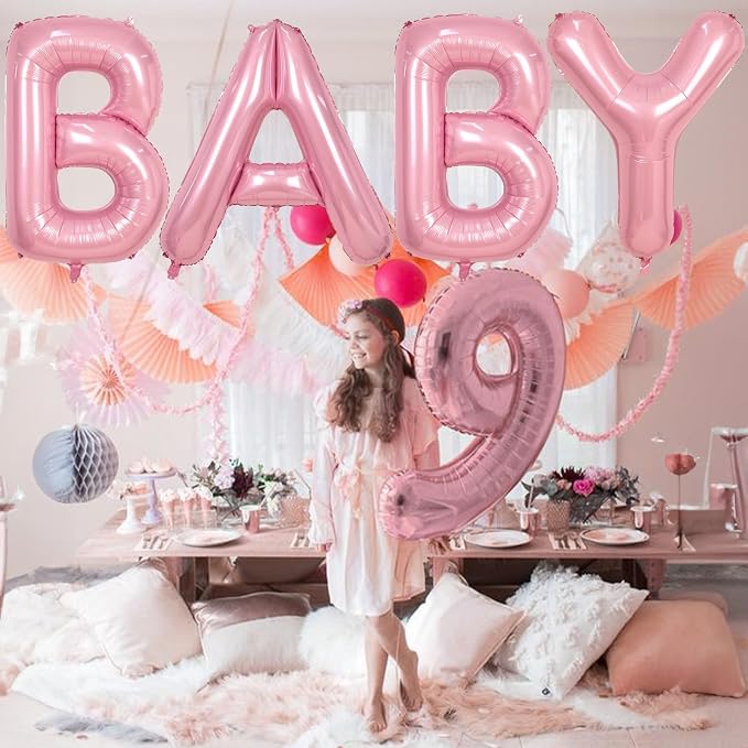 40 Inch Pastel BABY Balloon for Girls Baby Shower, Large Light Pink Foil - Image 5