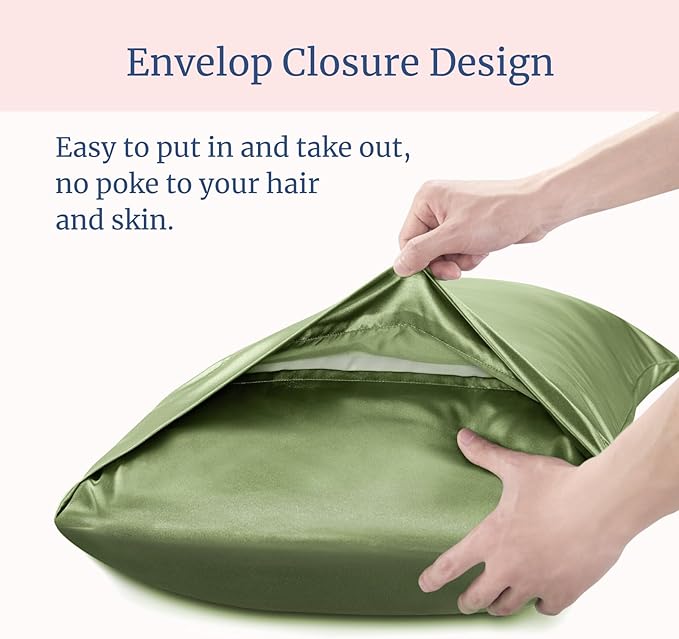 BEDELITE Satin Pillowcase for Hair and Skin, Super Soft Similar to Silk Pillow Cases 4 Pack with Envelope Closure, Cooling Pillowcases for Women Men (20"x40" King Size, Cedar Green)