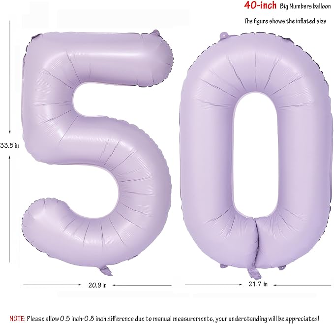 40 In Matte Purple Number Balloons Helium Foil Mylar Balloon Digital 50 | - Image 2