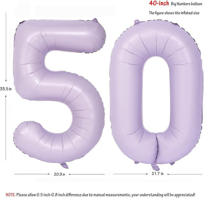 40 In Matte Purple Number Balloons Helium Foil Mylar Balloon Digital 50 | - Image 2