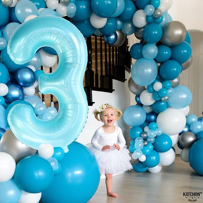 KatchOn Light Blue Number 3 Balloon 40 Inch | Blue 3 Balloon Number - Image 2