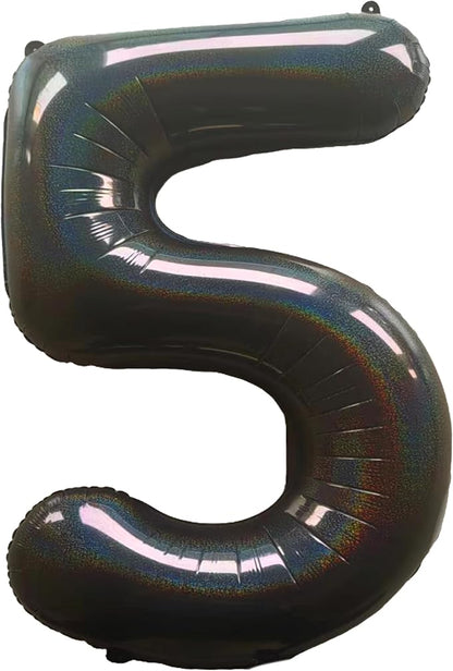 Jonhamwelbor 40 Inch Laser Black Number 5 Balloon Foil Mylar Giant Balloon by Jonhamwelbor