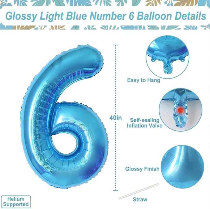 Light Blue Number 16 Balloon 40 Inch, Foil Numeral - Image 4