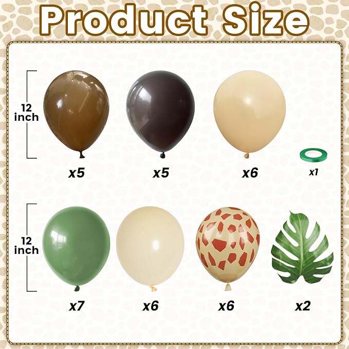 Sage Green Brown Balloons, 12 Inch Green Dark Brown Coffee Nude Ivory White - Image 2