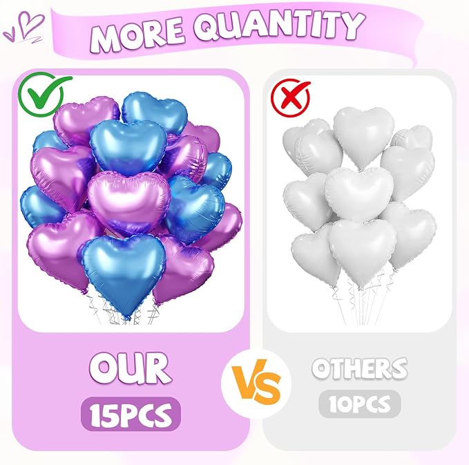 Blue Purple Heart Balloons - Image 3