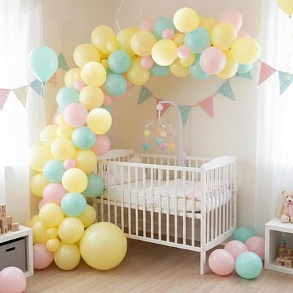 RUBFAC Pastel Yellow Balloons Different Sizes Light Yellow Balloon 154pcs | - Image 6