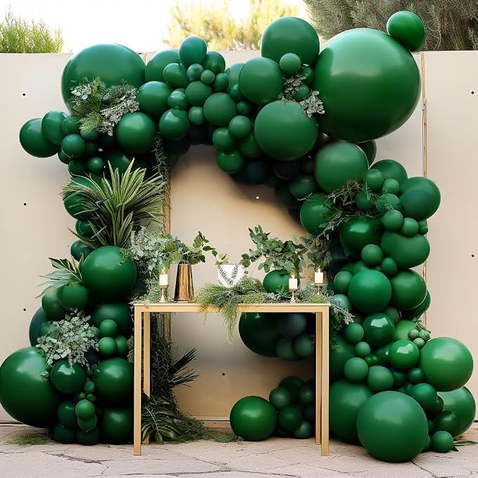 Dark Emerald Green Balloons Different Sizes Latex Double Stuffed Forest Hunter by DOUBLELAYERBALLOON