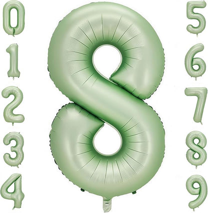 Sage Green 8 Number Balloon, Olive Green 8 Balloons 40 Inch Large Helium Foil by BBPOOL
