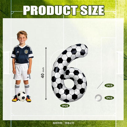 40 Inch Soccer Number 6 Foil Balloon, Soccer Birthday Party Decorations | - Image 2