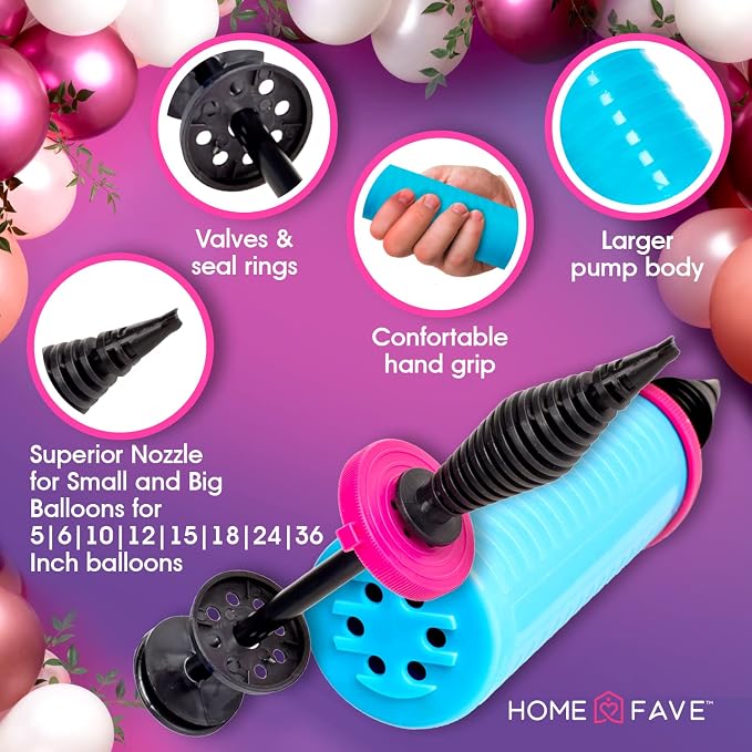 Balloon Pump Balloon Arch Kit Set of 8 Balloon Pump, Dual Action Hand Held - Image 4