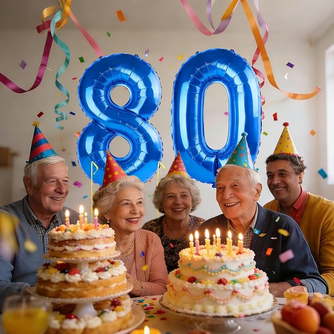 40 Inch Number 80 Balloons for 80th Birthday Party Decorations, 0-100 Dark Blue - Image 2