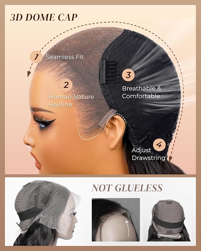 Arabella 13x6 Balayage Wig Human Hair Glueless Wigs Human Hair Pre Plucked Pre Cut 13x6 Ear to Ear Full HD Lace Front Wigs 210% Density 1B/27 Straight Wig Drawstring Wig Human Hair 24 Inch