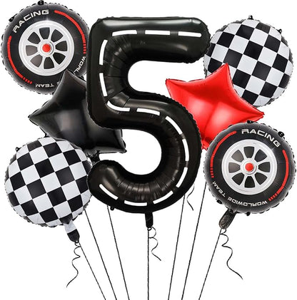 Race Car Balloons, 40 Inch Racetrack Number 5 Balloon, Big Number Balloons Black by Yexnum