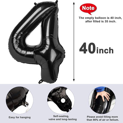 Number Balloons 40 Inch Black Number 4 - Image 6