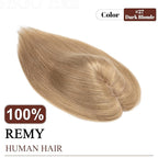 SEGO Real Human Hair Topper for Women, No Bangs Hair Topper with Anti-Slip Clips (6 Inch#27 Dark Blonde)