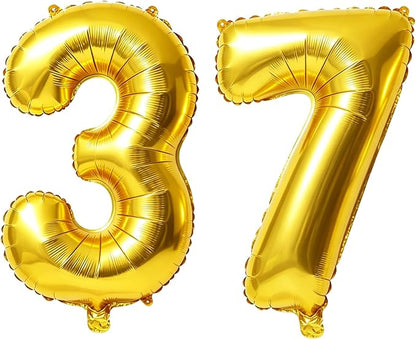 40 Inch Number 37 Balloons for 37th Birthday Party Decorations, 0-100 Gold by FOBELEC