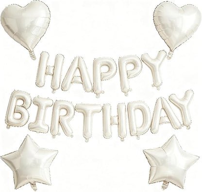 Cream White Birthday Decorations, Cream White Balloons Happy Birthdays Banner by WEIKA