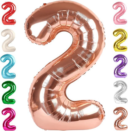2 Balloon Numbers Birthday Decorations, 40In Rose Gold Balloons by Mluchee