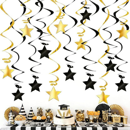 Black Gold Hanging Swirl Decorations by PARTVON