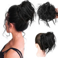 HMD Tousled Updo Messy Bun Hair Piece Hair Extension Ponytail With Elastic Rubber Band Updo Extensions Hairpiece Synthetic Hair Extensions Scrunchies Ponytail Hairpieces for Women(Natural Black 2#)