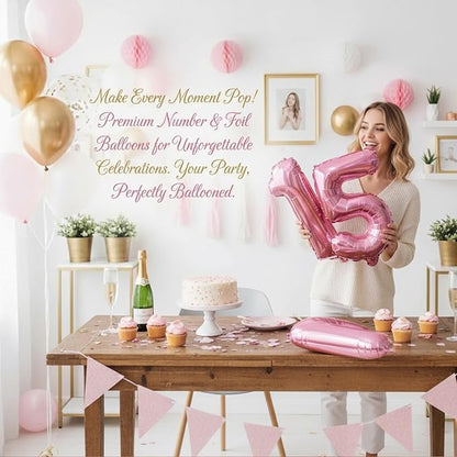 20 Pieces 2 Sets of 16 Inch Pink Number 0-9 Balloons – Foil Mylar Balloons - Image 4