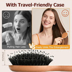 Travel Hair Brush, 5-Pack Mini Boar Bristle Hair Brush for Women - Small Portable Compact HairBrush for Girls Kids Women Best Gift, Travel Size for Purse, Vacation, Business Trips & Outings