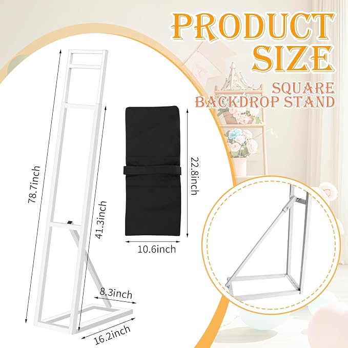 1 Pack White Wedding Backdrop Stand, Adjustable Metal Arch - Image 2