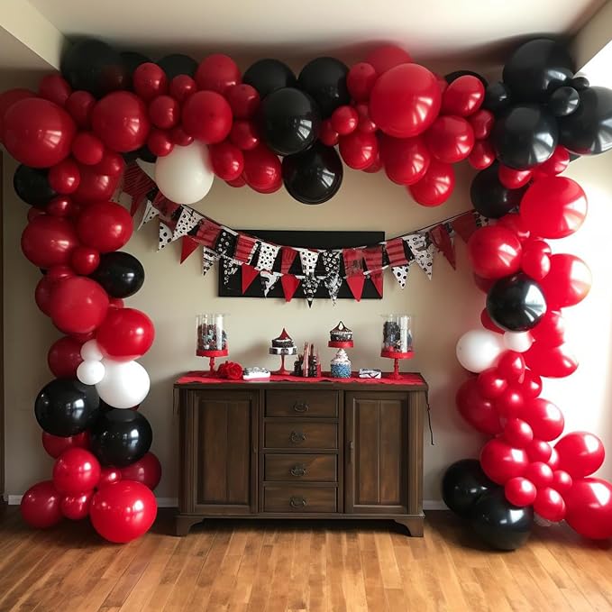 Red and Black Balloons, New Year, Graduation Decorations | 120pcs Red White and - Image 7