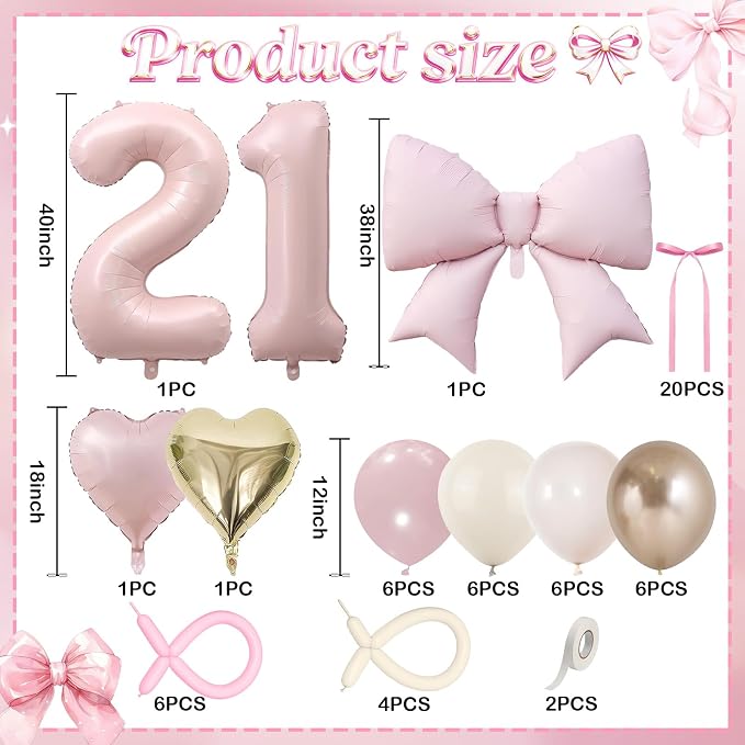 Light Pink 21 Number Balloon, 21st Birthday Decorations - Image 3