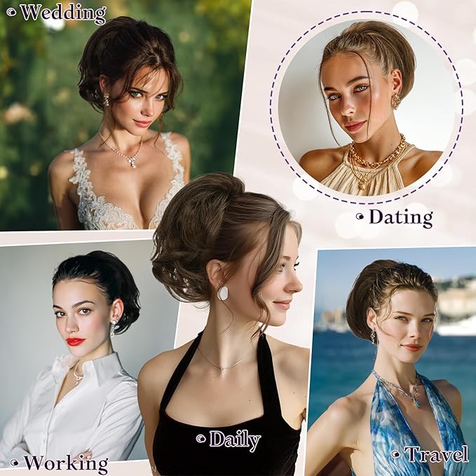 RUWISS Claw Clip Short Human Hair Ponytail Extension with Bendable Metals for DIY Styles, Straight Messy Bun Hair Piece for Women Thick Hairpieces for Daily Wear, 9 Inch Medium Brown