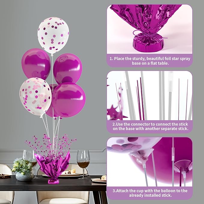 4 Set Purple Table Balloons Centerpiece - Image 5