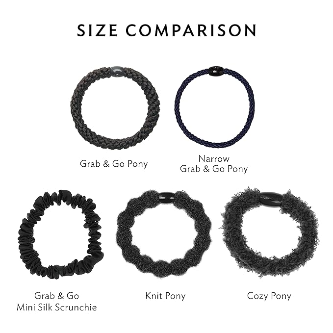 Brown and Black Hair Ties for Thick Hair, Grab & Go Pony Tube, 15 Pack, Neutral Pack, Thick No-Crease Bands with Strong Hold, Damage-Free Design, Versatile Everyday Neutrals | L. Erickson