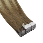 YoungSee Human Hair Tape in Extensions Balayage Tape in Hair Extensions Human Hair Light Brown Ombre Blonde Tapes ins Hair Extension Silky Straight 20 Inch Seamless Tapein Hair Extension 20pcs 50g