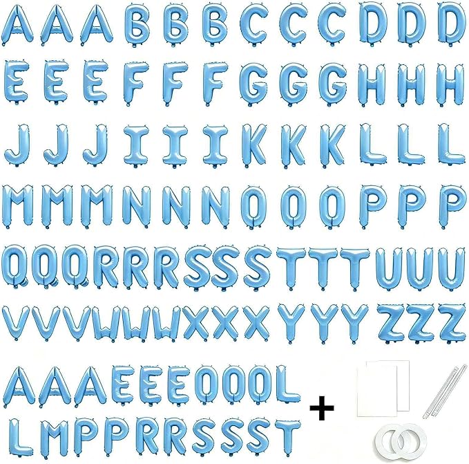 98 Pcs Baby Blue Letter Balloons, Custom 3 Set A-Z Set - Image 2
