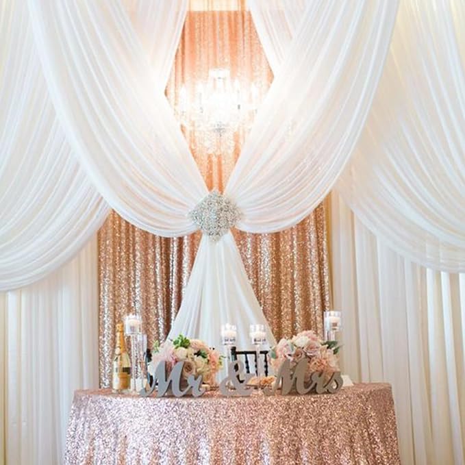 Rose Gold Sequin Backdrop Curtain 6 Pcs 2ftx8ft Wedding Party Backdrop Silver - Image 2