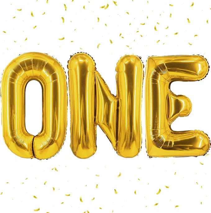 Biapian 40 Inch One Letter Balloons, Big Gold ONE Foil Balloons by BIAPIAN