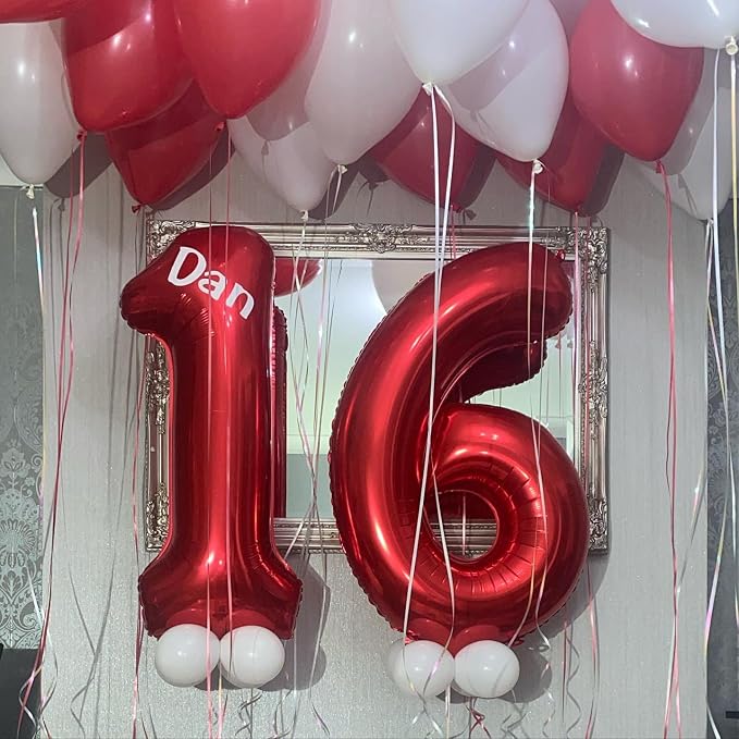 40 Inch Red 17 Number Balloons Giant 17 Balloons Red Birthday 17 Balloons 17th - Image 6