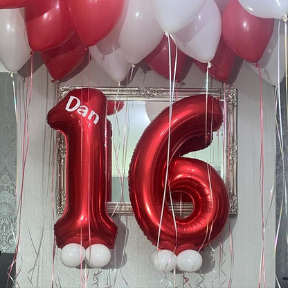 40 Inch Red 16 Number Balloons Giant 16 or 61 Balloons Red Birthday 16 Balloons - Image 3