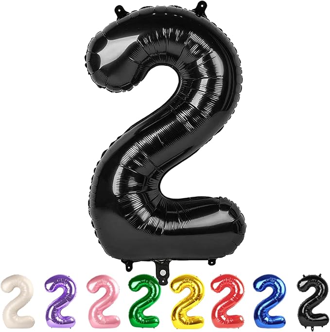 2 Balloon Numbers 40Inch Two Balloons Black Party Decorations by Mluchee