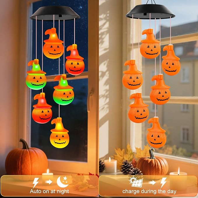 Winzwon Halloween Decorations Fall Decor Solar Pumpkin Outdoor Lights | - Image 2