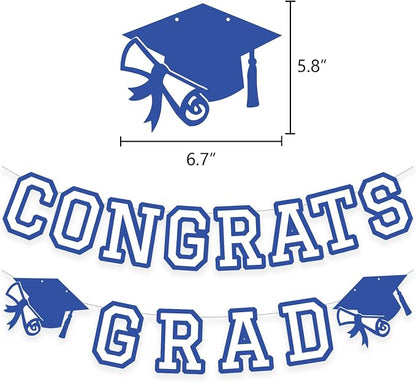Congrats Grad Banner Graduation Party Banner Decoration Hanging Garland High - Image 2
