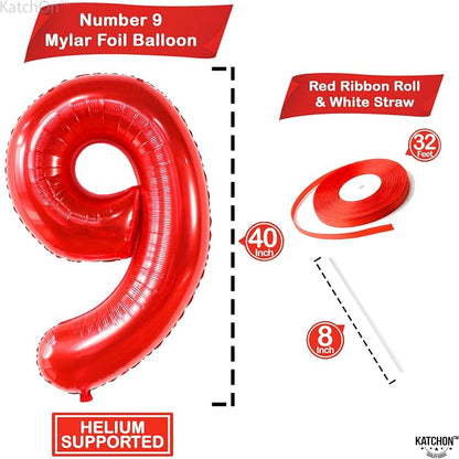 KatchOn Red Number 9 Balloon 40 Inch, 9 Balloon - Image 2