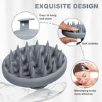 Silicone Scalp Massager, Scalp Scrubber for Hair Growth with Soft Bristles, Scalp Exfoliator Brush Dandruff Removal Shampoo Brush for Wet Dry Scalp Care (Grey)