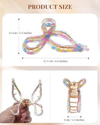 ACECHA 2 Pack Gold Metal Bow Hair Claw Clips for Women, 4.5" Colorful Non-slip Hairclips for Thick Thin Hair Claws Strong Hold Styling (Mixed Color)