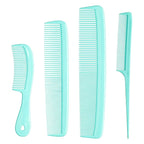 Mars Wellness 4 Piece Professional Comb Set Green - USA MADE - Fine Pro Tail, Dresser Hair Comb Styling Comb - Premium Grade for Men and Women - Parting Teasing and Styling