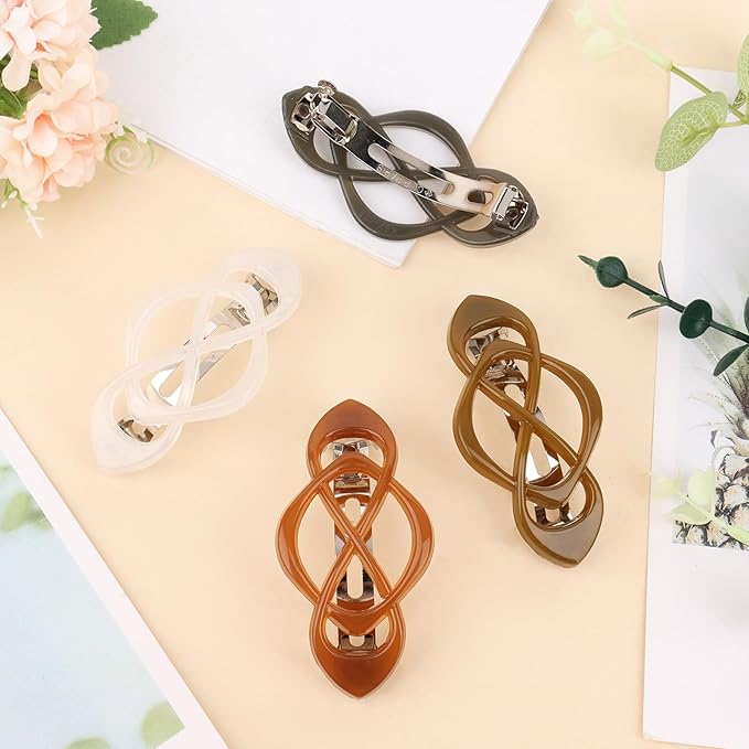 Hair Barrettes for Women 4packs Glossy Hair Clips French Hair Barrette Clip for Girls Vintage Hair Clips for Thick Thin Long Short Hair Stylish Hair Accessories for Women Girls