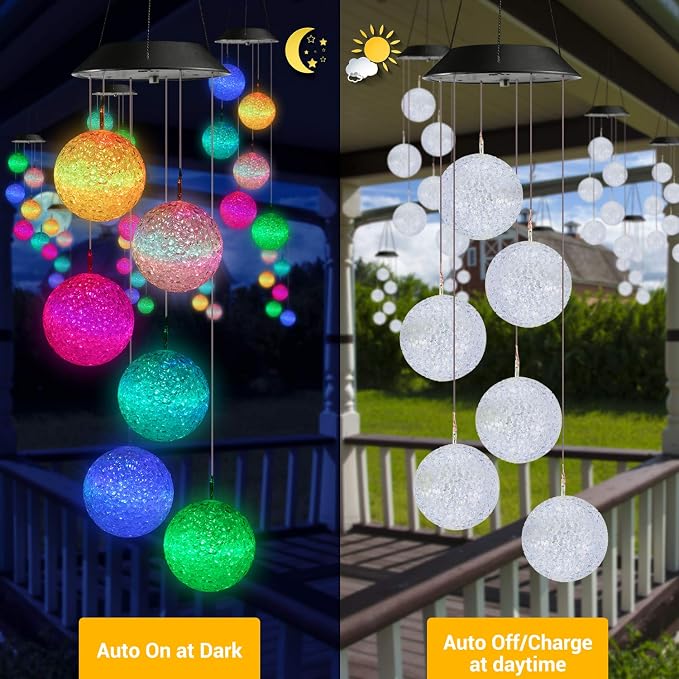 Toodour Solar Wind Chime, Color Changing Ball Wind Chimes Gifts - Image 2