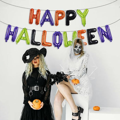 TONIFUL 16 Inch Happy Halloween Balloons Banner, Sign Decorations, Colorful - Image 6