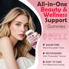 Hydrolyzed Collagen Peptides Gummies for Women & Men, Multi Collagen Type I,II,III,V,X w/ 5000IU Vitamin D3 & Biotin Keratin Hair Vitamin Gummies, Marine Collagen Supplement Gummy - Sugar Free, 60ct