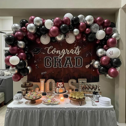 Red and Black Balloon Arch Garland Kit, Graduation Party Decorations, Burgundy - Image 3